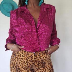 Vintage Fushia Blouse Plus Size 16